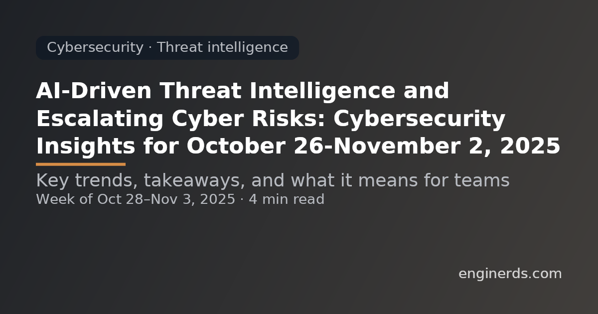 AI-Driven Threat Intelligence and Escalating Cyber Risks: Cybersecurity Insights for October 26–November 2, 2025