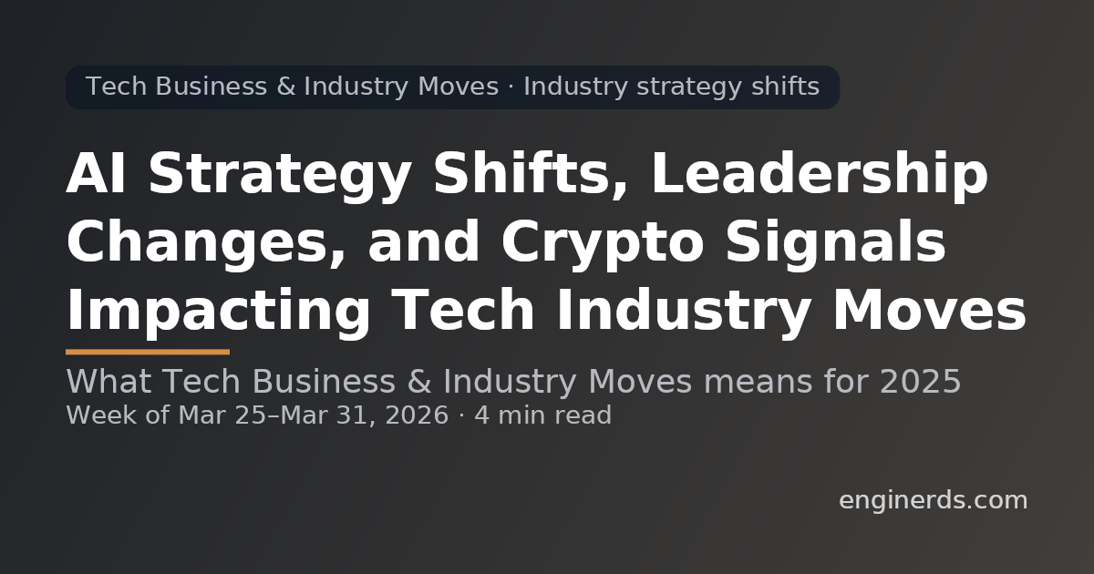 AI Strategy Shifts, Leadership Changes, and Crypto Signals Impacting Tech Industry Moves