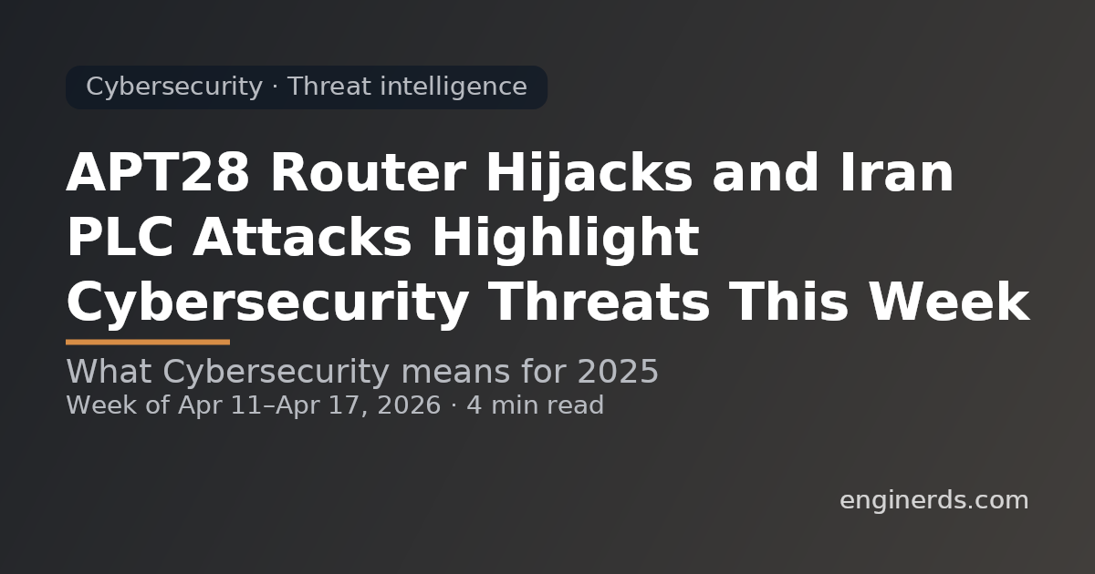 APT28 Router Hijacks and Iran PLC Attacks Highlight Cybersecurity Threats This Week