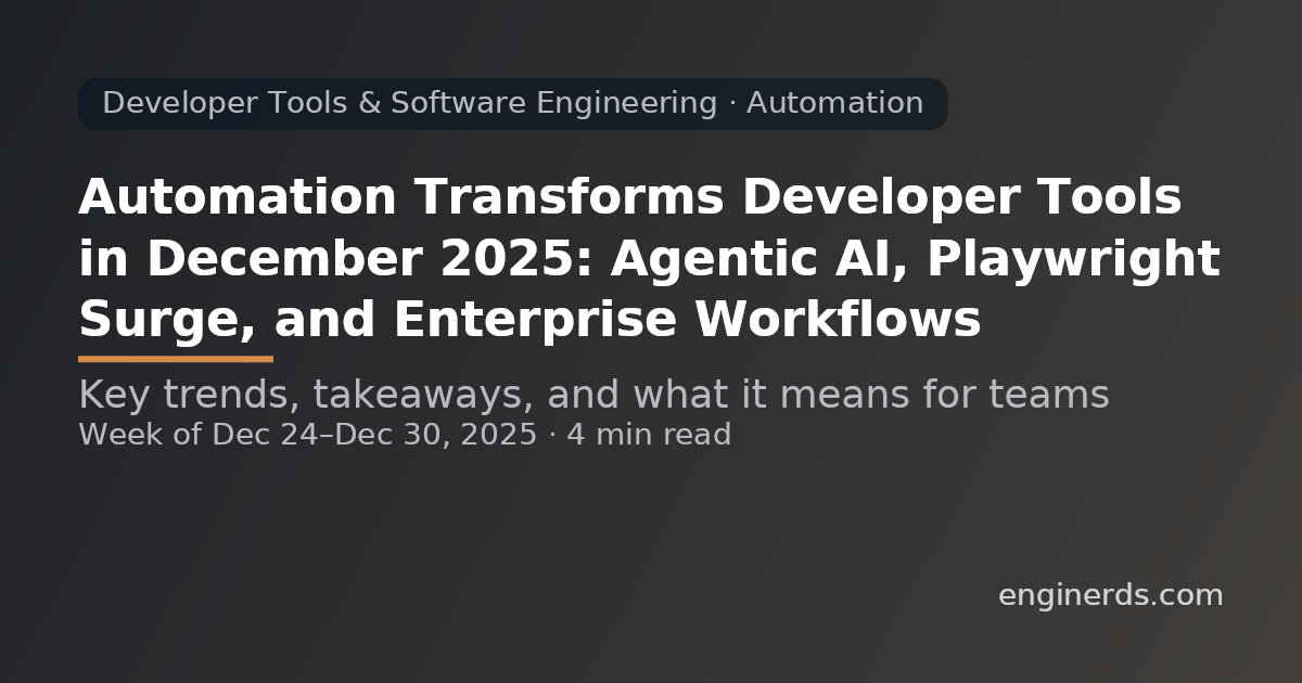 Automation Transforms Developer Tools in December 2025: Agentic AI, Playwright Surge, and Enterprise Workflows