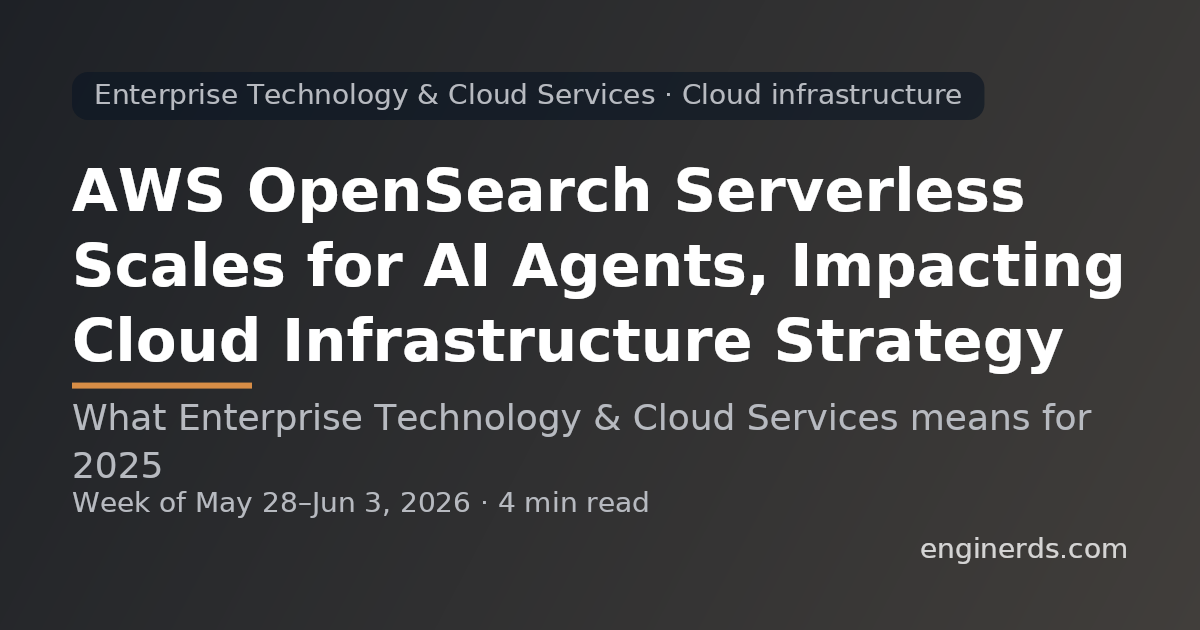 AWS OpenSearch Serverless Scales for AI Agents, Impacting Cloud Infrastructure Strategy