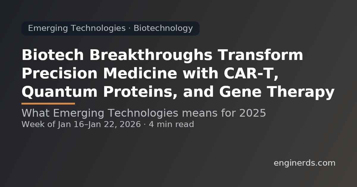 Biotech Breakthroughs Transform Precision Medicine with CAR-T, Quantum Proteins, and Gene Therapy