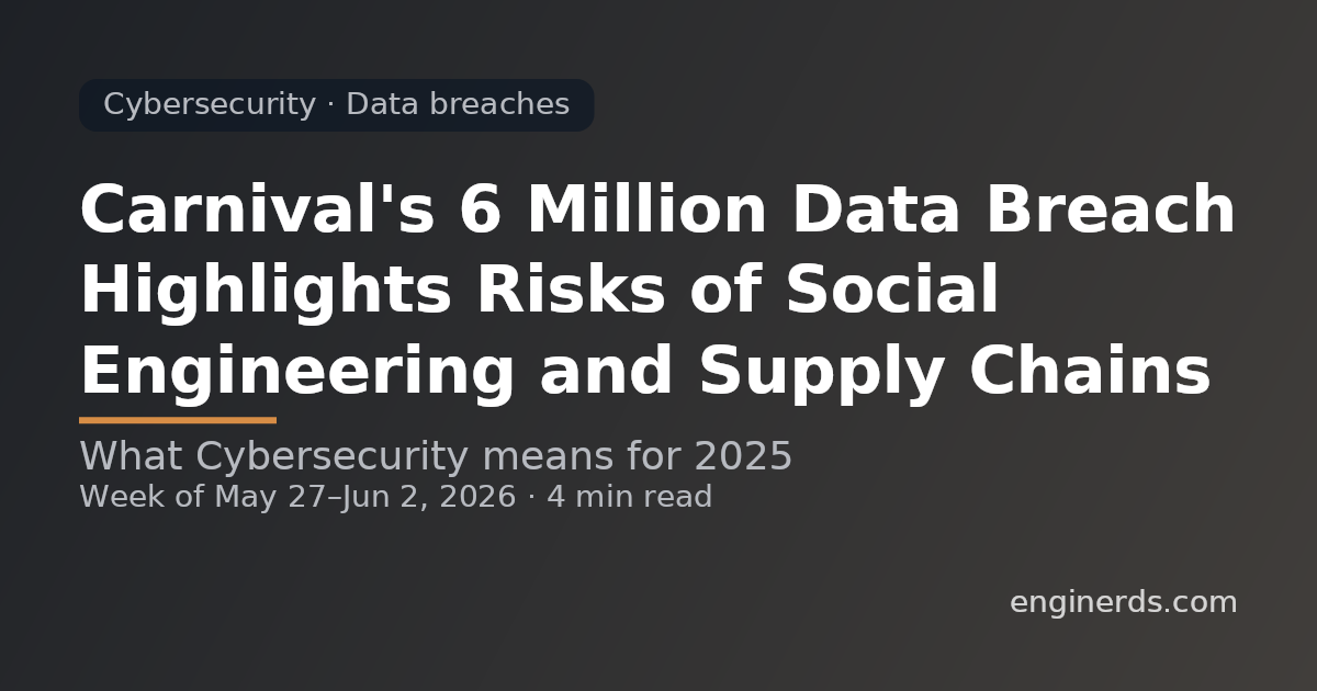 Carnival's 6 Million Data Breach Highlights Risks of Social Engineering and Supply Chains