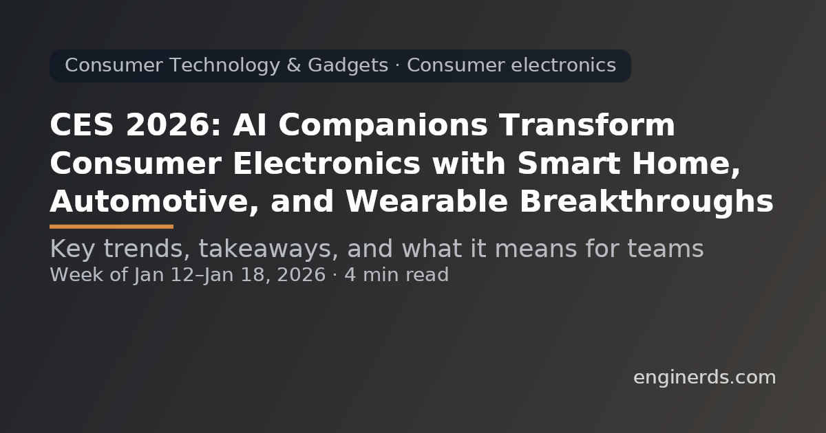 CES 2026: AI Companions Transform Consumer Electronics with Smart Home, Automotive, and Wearable Breakthroughs