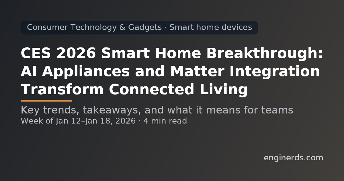 CES 2026 Smart Home Breakthrough: AI Appliances and Matter Integration Transform Connected Living