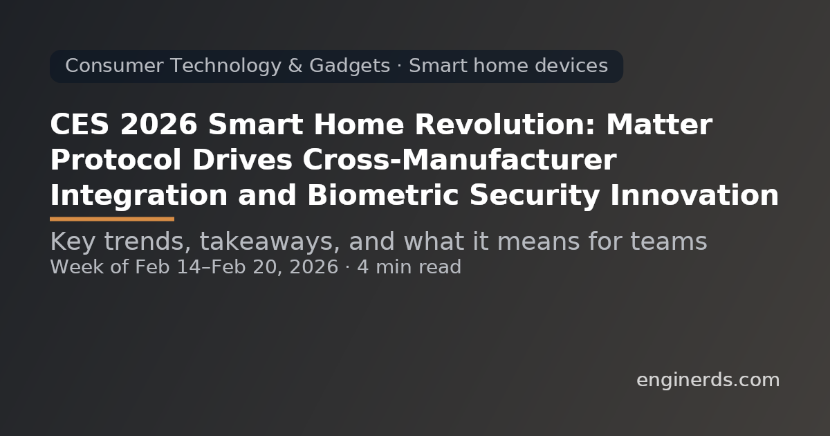 CES 2026 Smart Home Revolution: Matter Protocol Drives Cross-Manufacturer Integration and Biometric Security Innovation