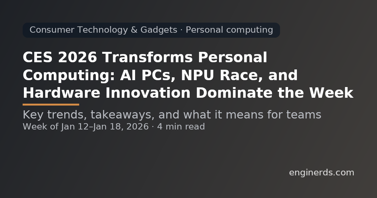 CES 2026 Transforms Personal Computing: AI PCs, NPU Race, and Hardware Innovation Dominate the Week