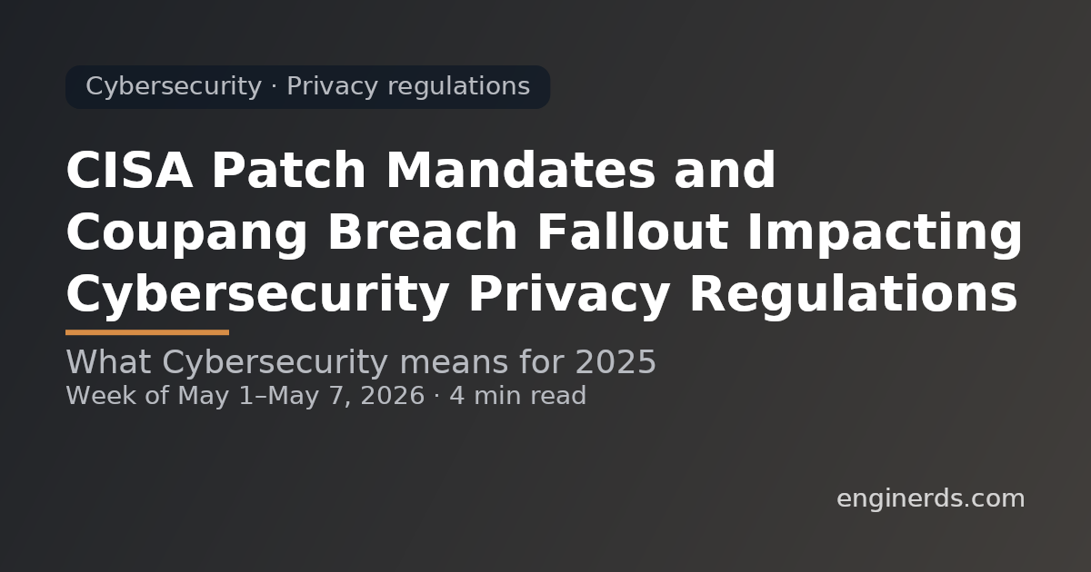 CISA Patch Mandates and Coupang Breach Fallout Impacting Cybersecurity Privacy Regulations