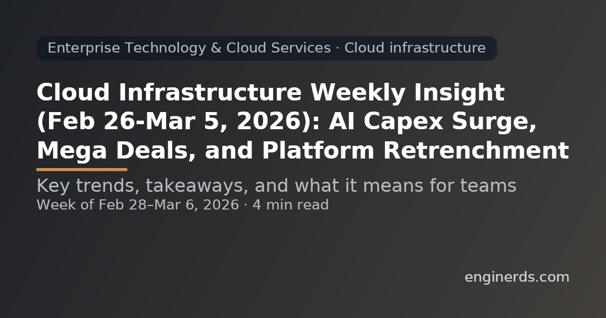 Cloud Infrastructure Weekly Insight (Feb 26–Mar 5, 2026): AI Capex Surge, Mega Deals, and Platform Retrenchment