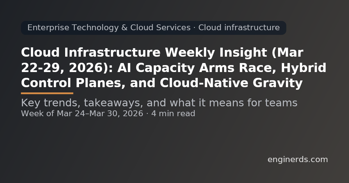 Cloud Infrastructure Weekly Insight (Mar 22–29, 2026): AI Capacity Arms Race, Hybrid Control Planes, and Cloud-Native Gravity