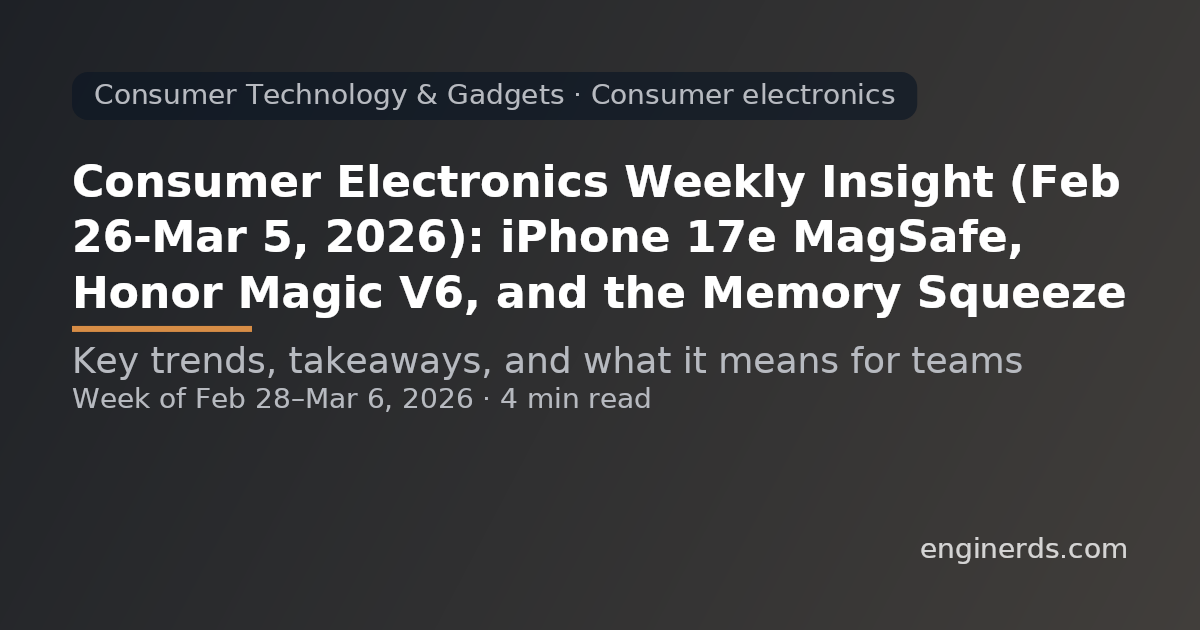 Consumer Electronics Weekly Insight (Feb 26–Mar 5, 2026): iPhone 17e MagSafe, Honor Magic V6, and the Memory Squeeze