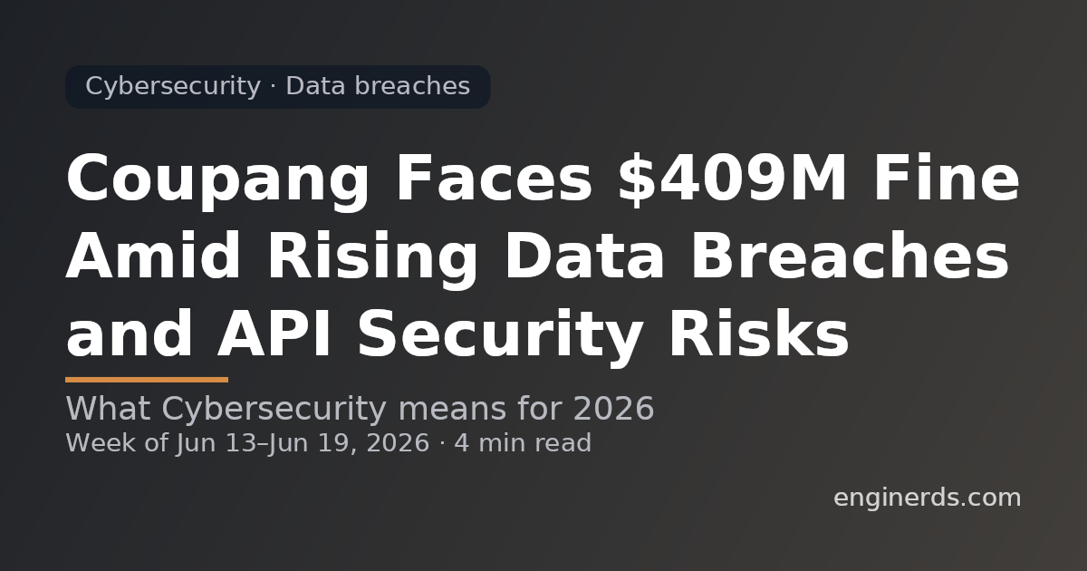 Coupang Faces $409M Fine Amid Rising Data Breaches and API Security Risks