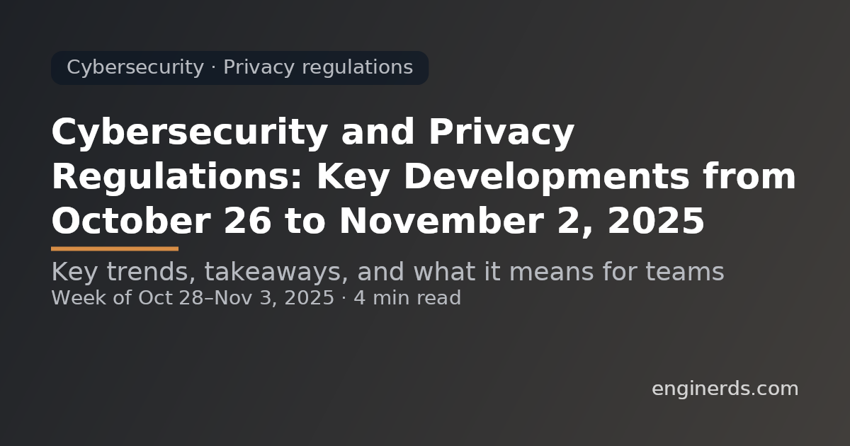 Cybersecurity and Privacy Regulations: Key Developments from October 26 to November 2, 2025