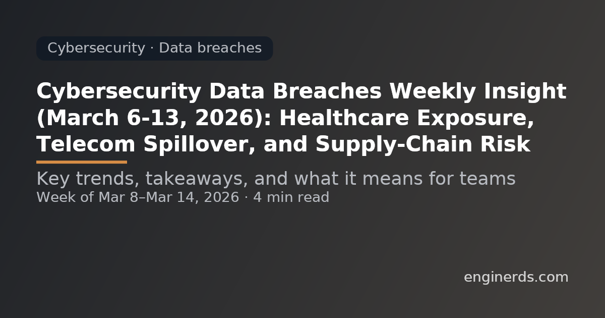 Cybersecurity Data Breaches Weekly Insight (March 6–13, 2026): Healthcare Exposure, Telecom Spillover, and Supply-Chain Risk