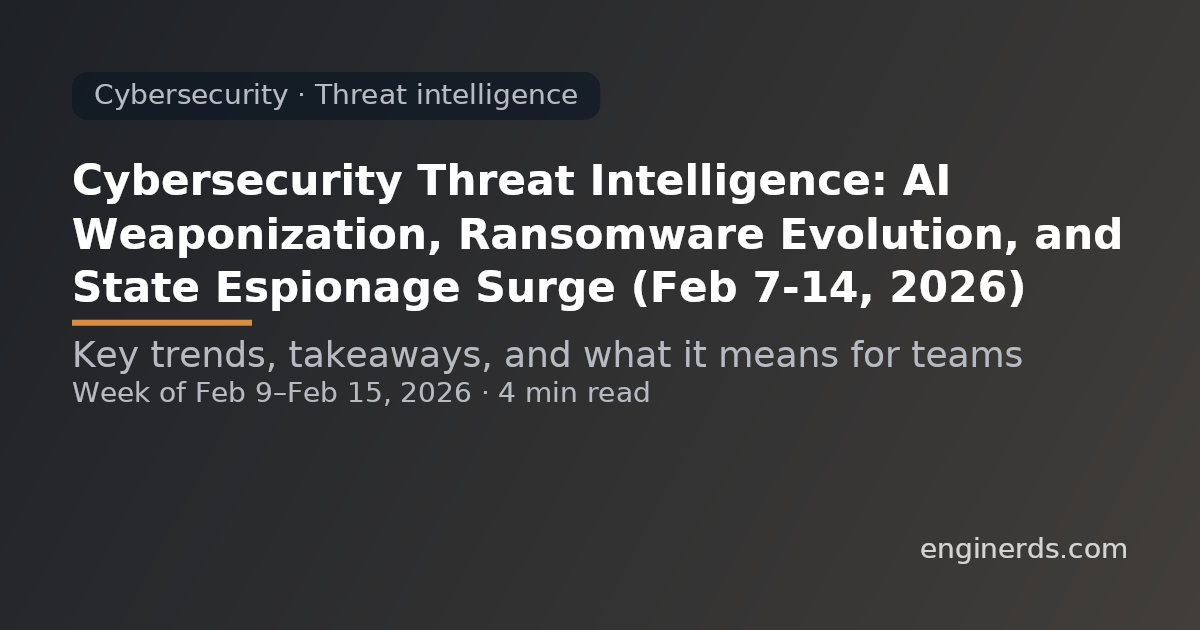 Cybersecurity Threat Intelligence: AI Weaponization, Ransomware Evolution, and State Espionage Surge (Feb 7-14, 2026)