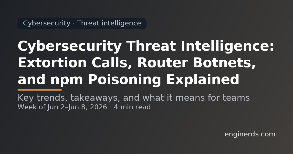 Cybersecurity Threat Intelligence: Extortion Calls, Router Botnets, and npm Poisoning Explained