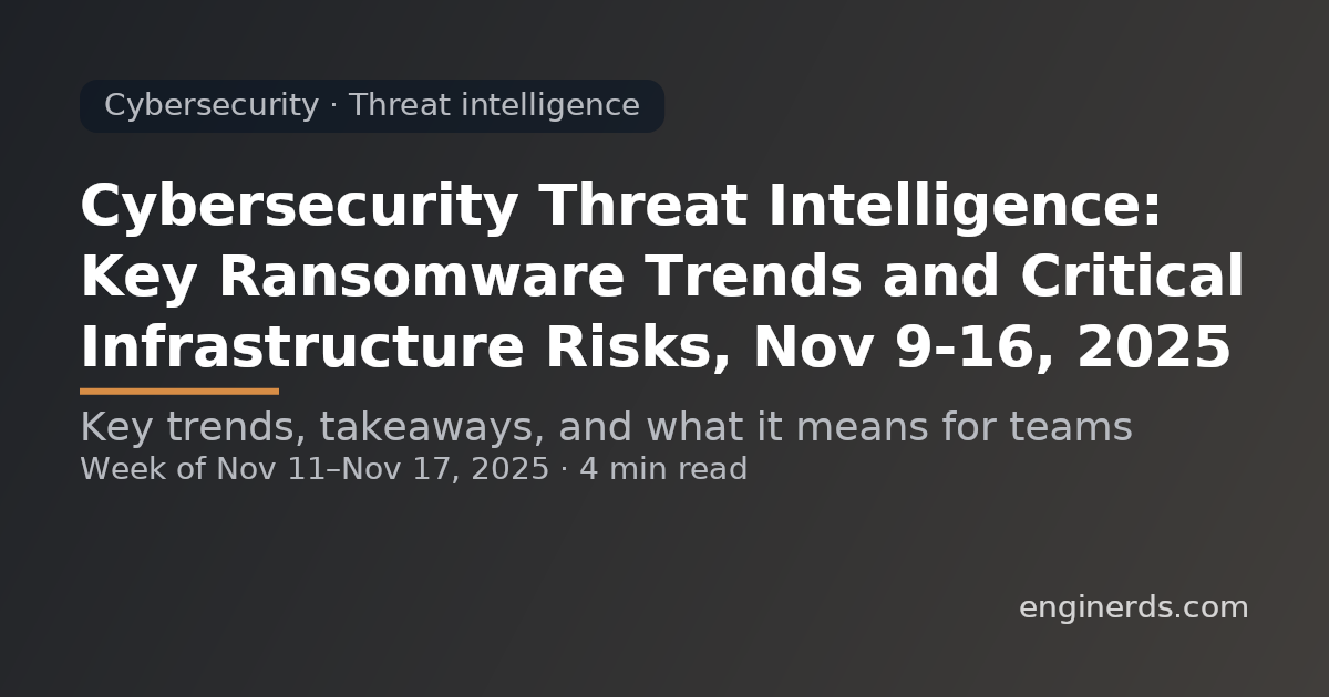 Cybersecurity Threat Intelligence: Key Ransomware Trends and Critical Infrastructure Risks, Nov 9–16, 2025