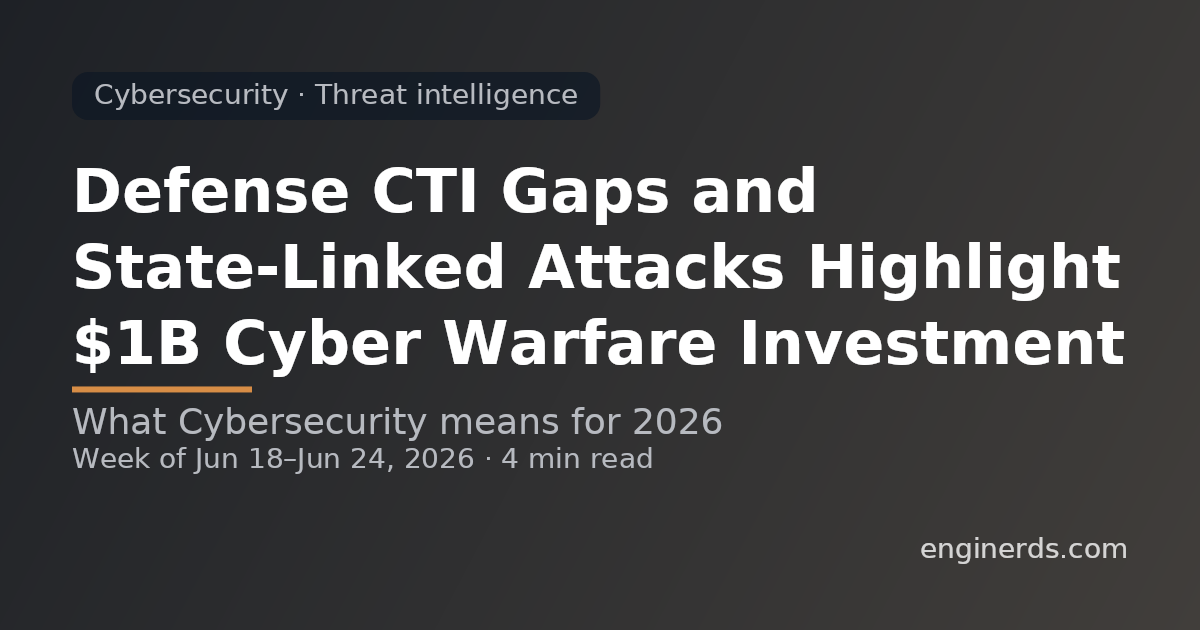 Defense CTI Gaps and State-Linked Attacks Highlight $1B Cyber Warfare Investment