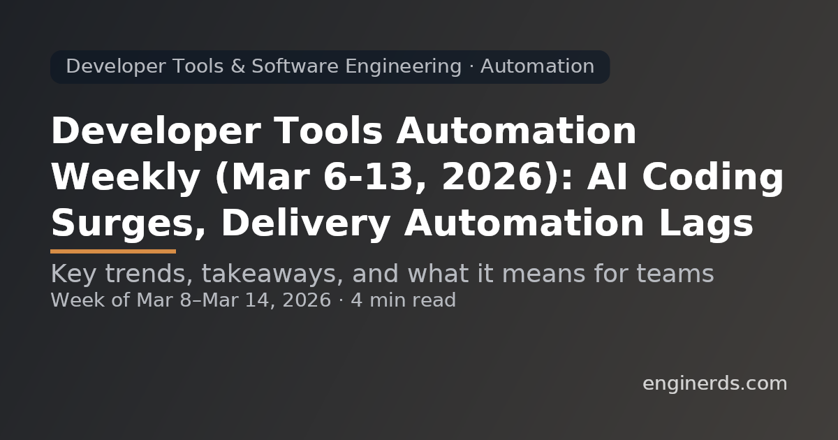 Developer Tools Automation Weekly (Mar 6–13, 2026): AI Coding Surges, Delivery Automation Lags
