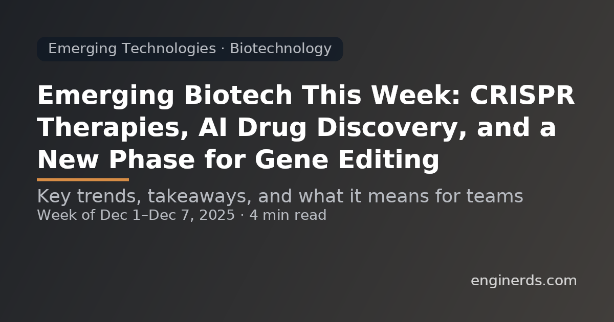 Emerging Biotech This Week: CRISPR Therapies, AI Drug Discovery, and a New Phase for Gene Editing