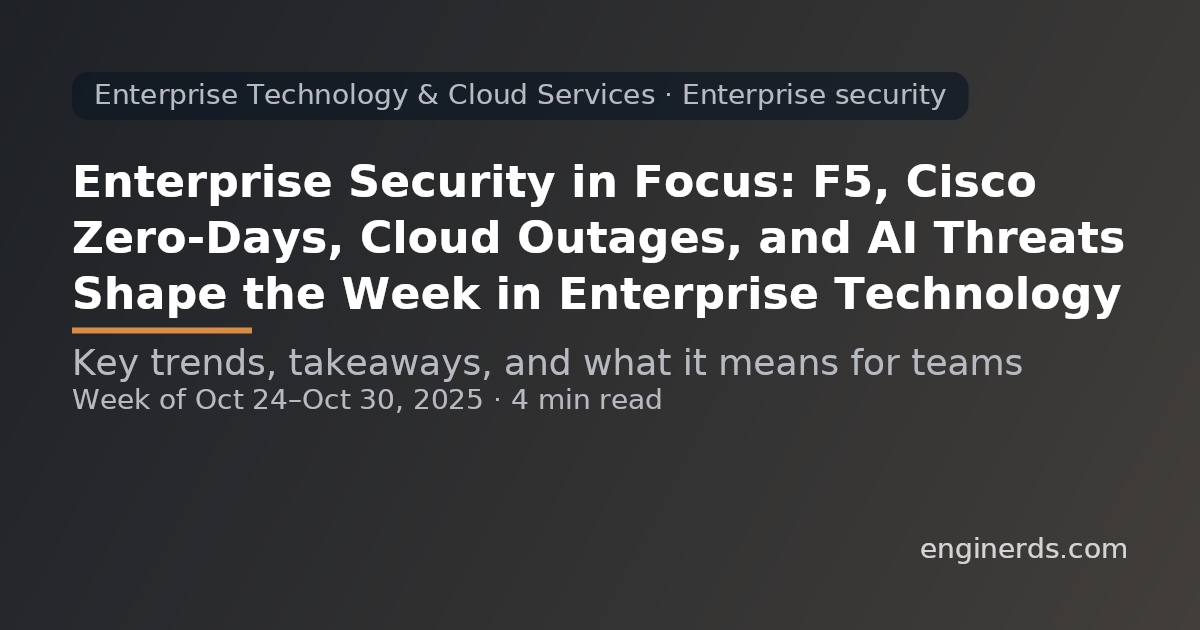 Enterprise Security in Focus: F5, Cisco Zero-Days, Cloud Outages, and AI Threats Shape the Week in Enterprise Technology