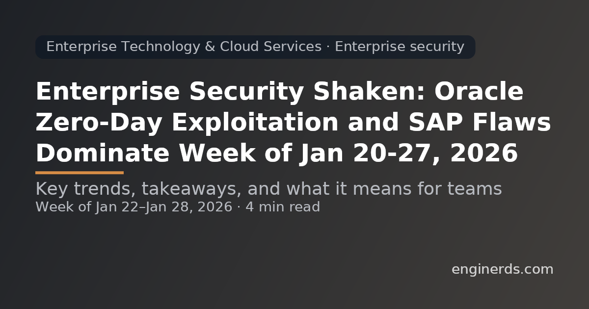 Enterprise Security Shaken: Oracle Zero-Day Exploitation and SAP Flaws Dominate Week of Jan 20-27, 2026