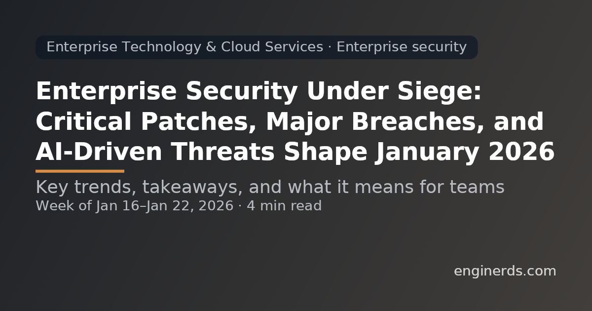 Enterprise Security Under Siege: Critical Patches, Major Breaches, and AI-Driven Threats Shape January 2026