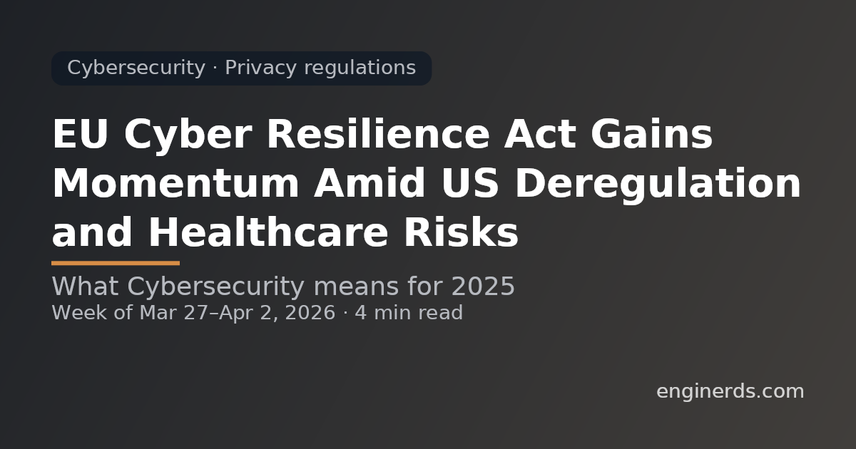 EU Cyber Resilience Act Gains Momentum Amid US Deregulation and Healthcare Risks