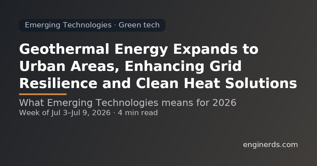 Geothermal Energy Expands to Urban Areas, Enhancing Grid Resilience and Clean Heat Solutions