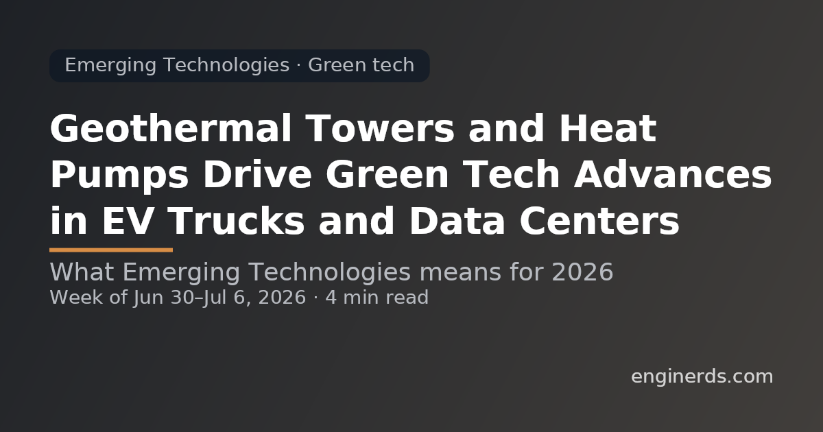 Geothermal Towers and Heat Pumps Drive Green Tech Advances in EV Trucks and Data Centers
