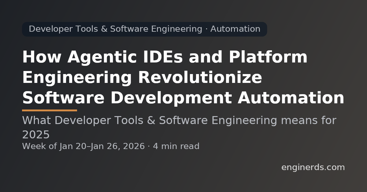 How Agentic IDEs and Platform Engineering Revolutionize Software Development Automation