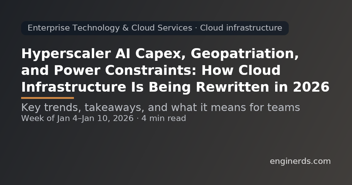 Hyperscaler AI Capex, Geopatriation, and Power Constraints: How Cloud Infrastructure Is Being Rewritten in 2026