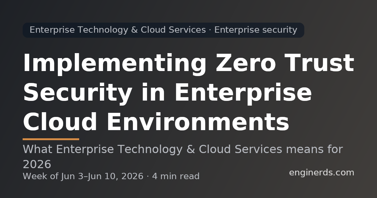 Implementing Zero Trust Security in Enterprise Cloud Environments