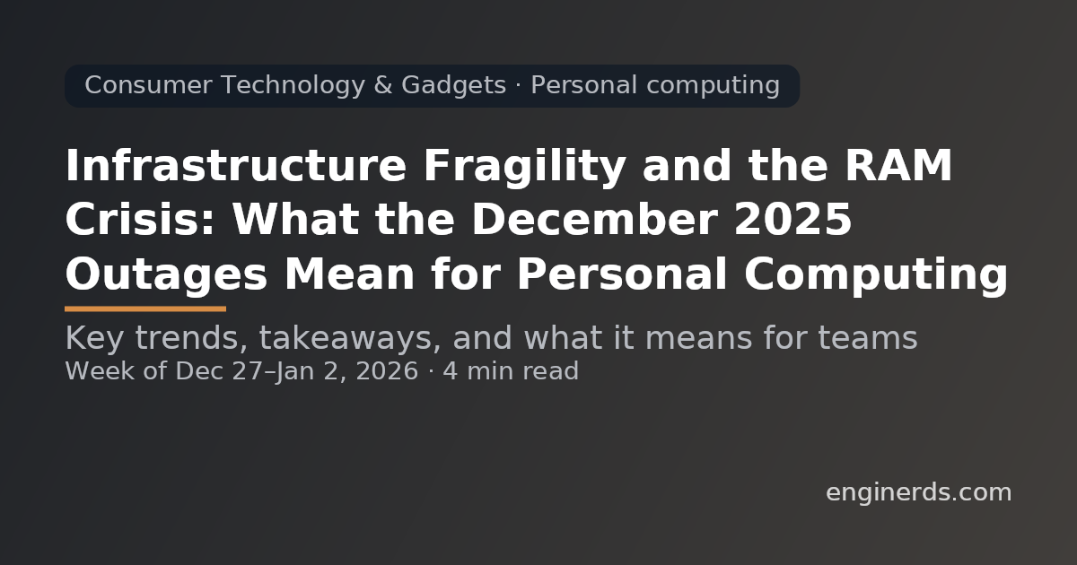 Infrastructure Fragility and the RAM Crisis: What the December 2025 Outages Mean for Personal Computing