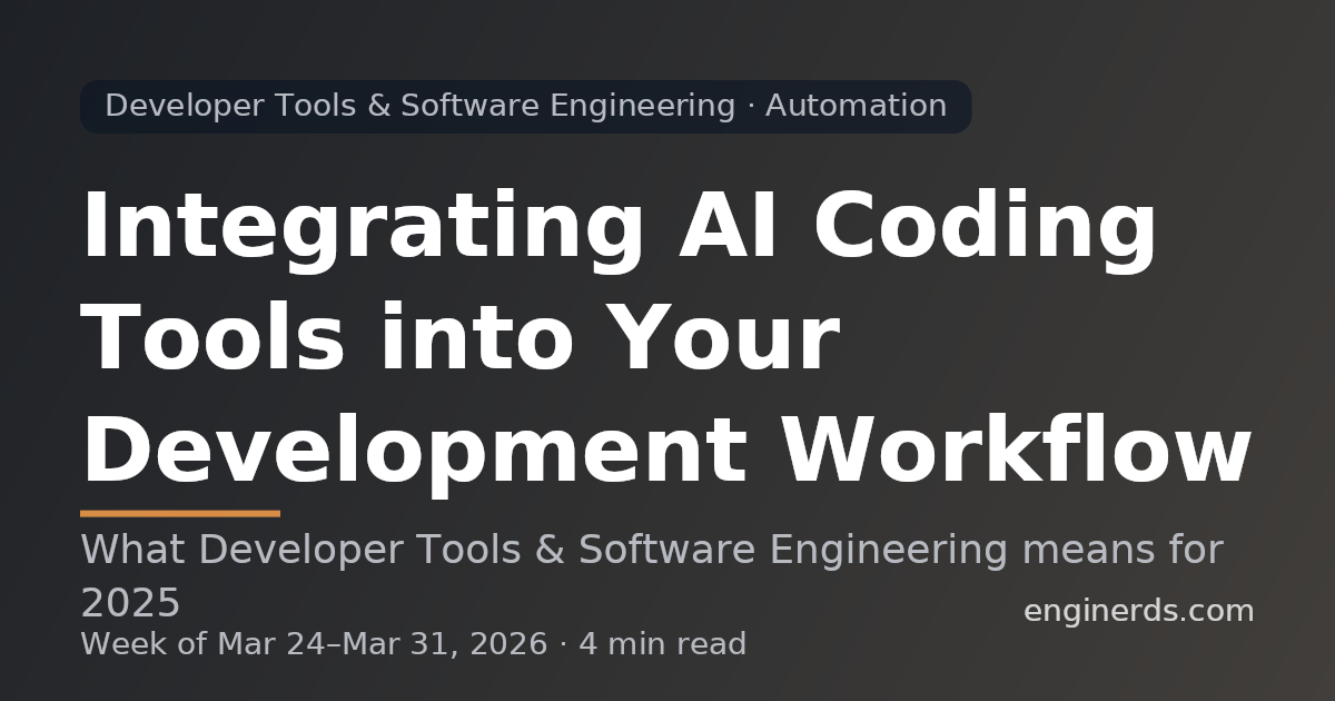 Integrating AI Coding Tools into Your Development Workflow