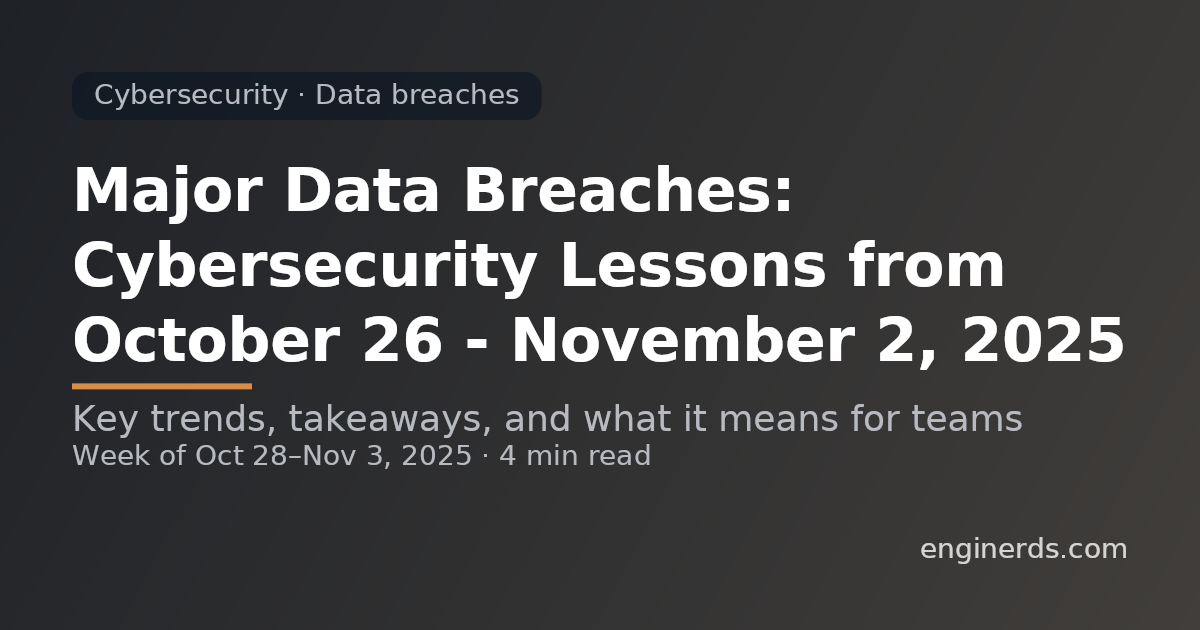 Major Data Breaches: Cybersecurity Lessons from October 26 – November 2, 2025