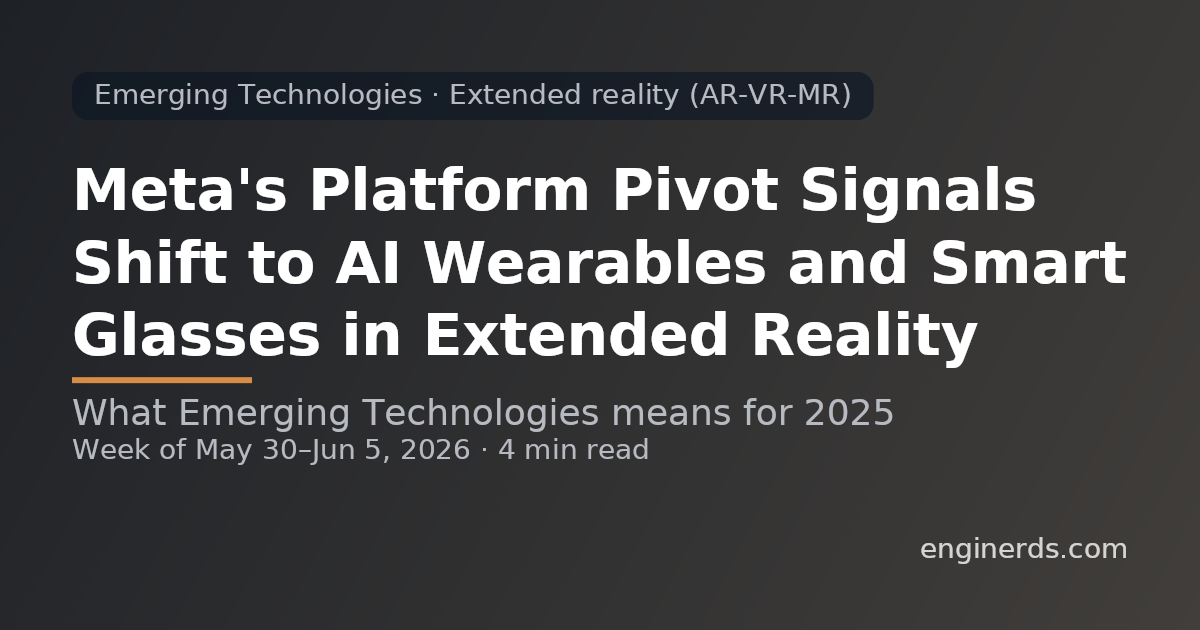 Meta's Platform Pivot Signals Shift to AI Wearables and Smart Glasses in Extended Reality