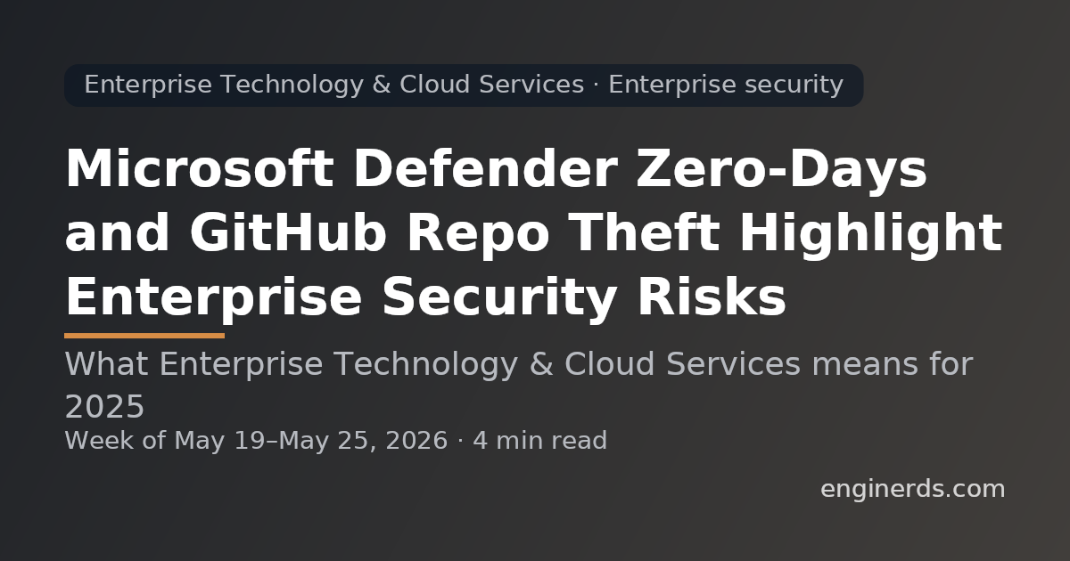 Microsoft Defender Zero-Days and GitHub Repo Theft Highlight Enterprise Security Risks