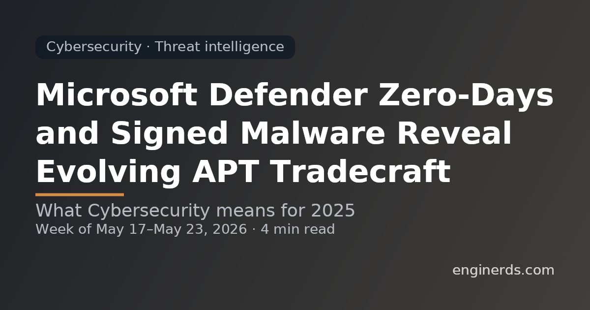 Microsoft Defender Zero-Days and Signed Malware Reveal Evolving APT Tradecraft