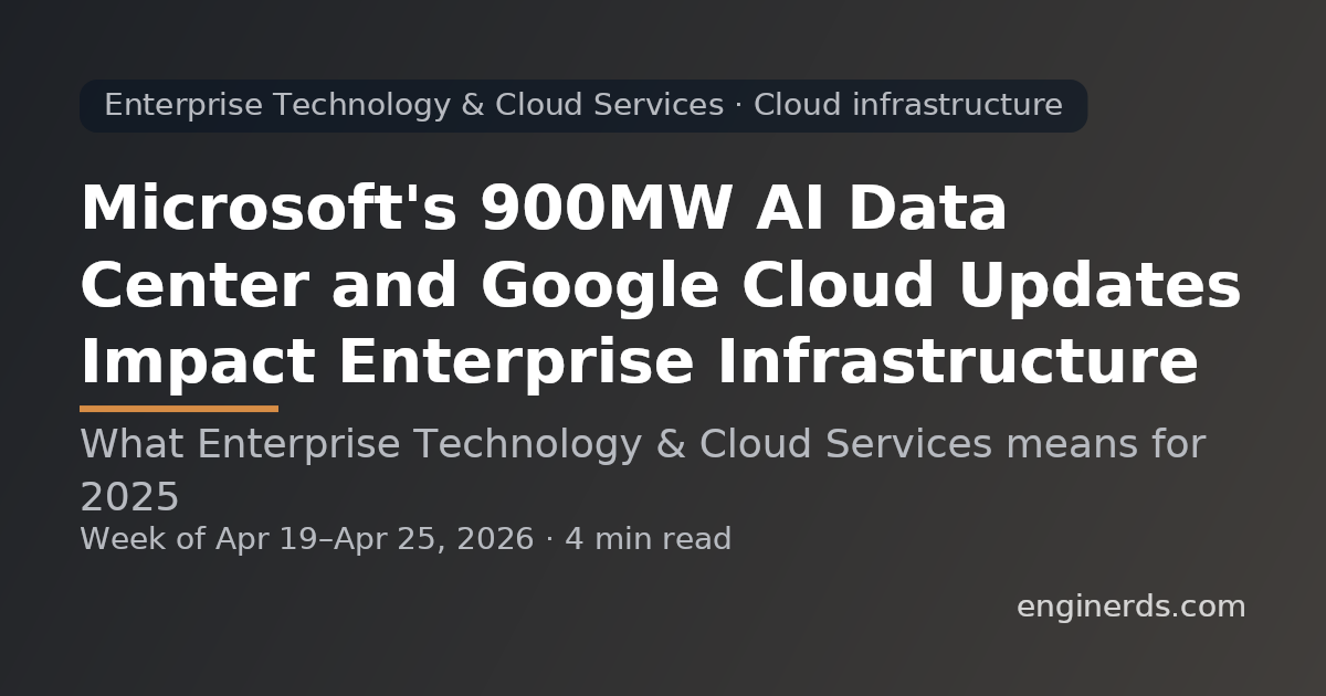 Microsoft's 900MW AI Data Center and Google Cloud Updates Impact Enterprise Infrastructure