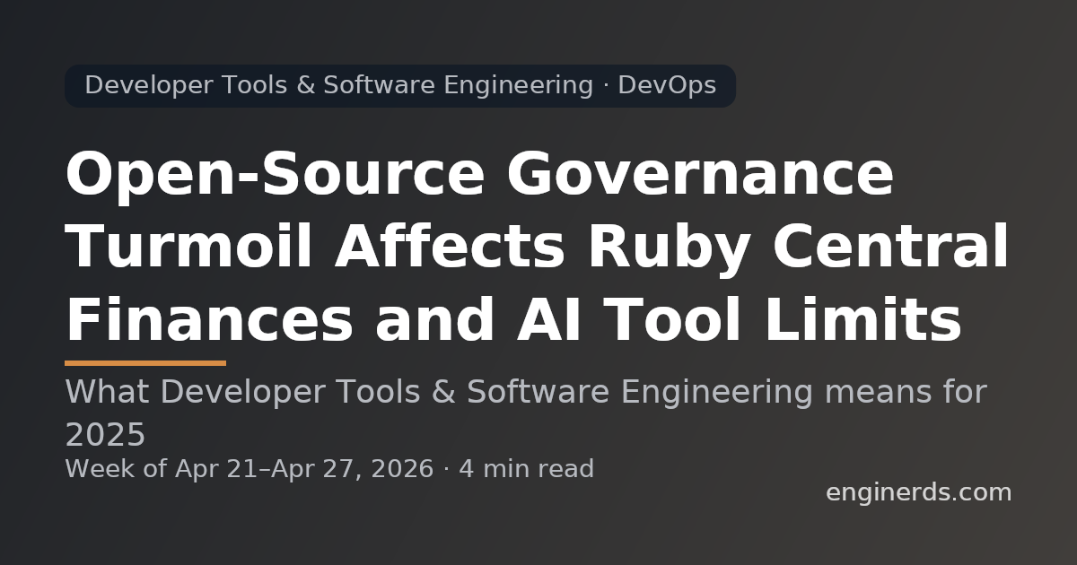 Open-Source Governance Turmoil Affects Ruby Central Finances and AI Tool Limits
