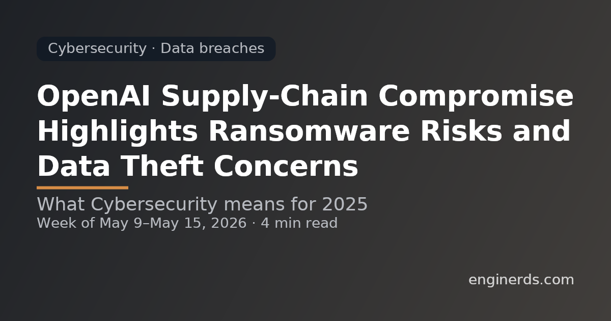 OpenAI Supply-Chain Compromise Highlights Ransomware Risks and Data Theft Concerns