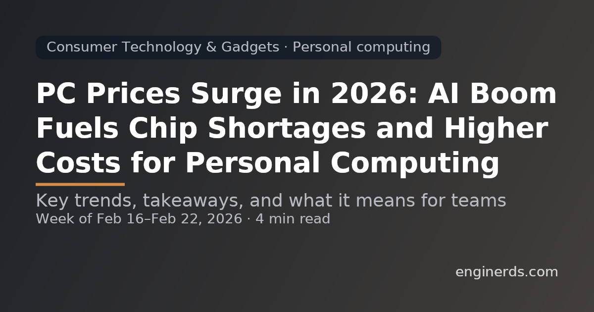 PC Prices Surge in 2026: AI Boom Fuels Chip Shortages and Higher Costs for Personal Computing