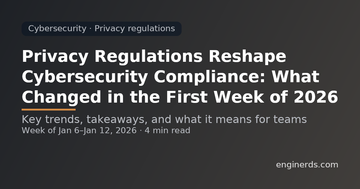 Privacy Regulations Reshape Cybersecurity Compliance: What Changed in the First Week of 2026
