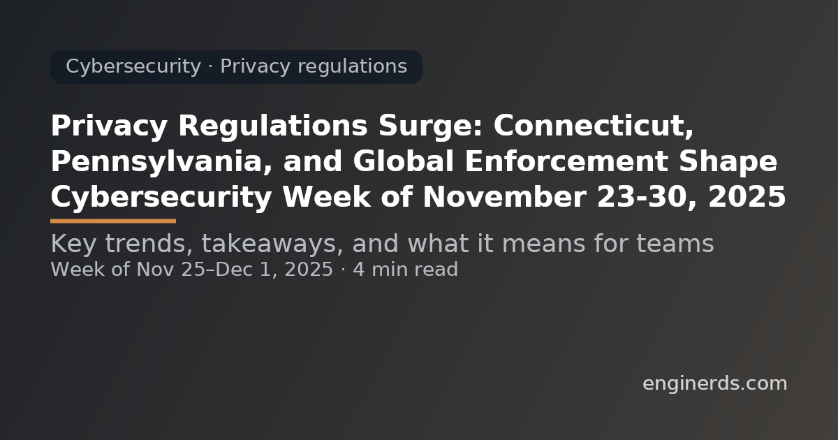 Privacy Regulations Surge: Connecticut, Pennsylvania, and Global Enforcement Shape Cybersecurity Week of November 23–30, 2025