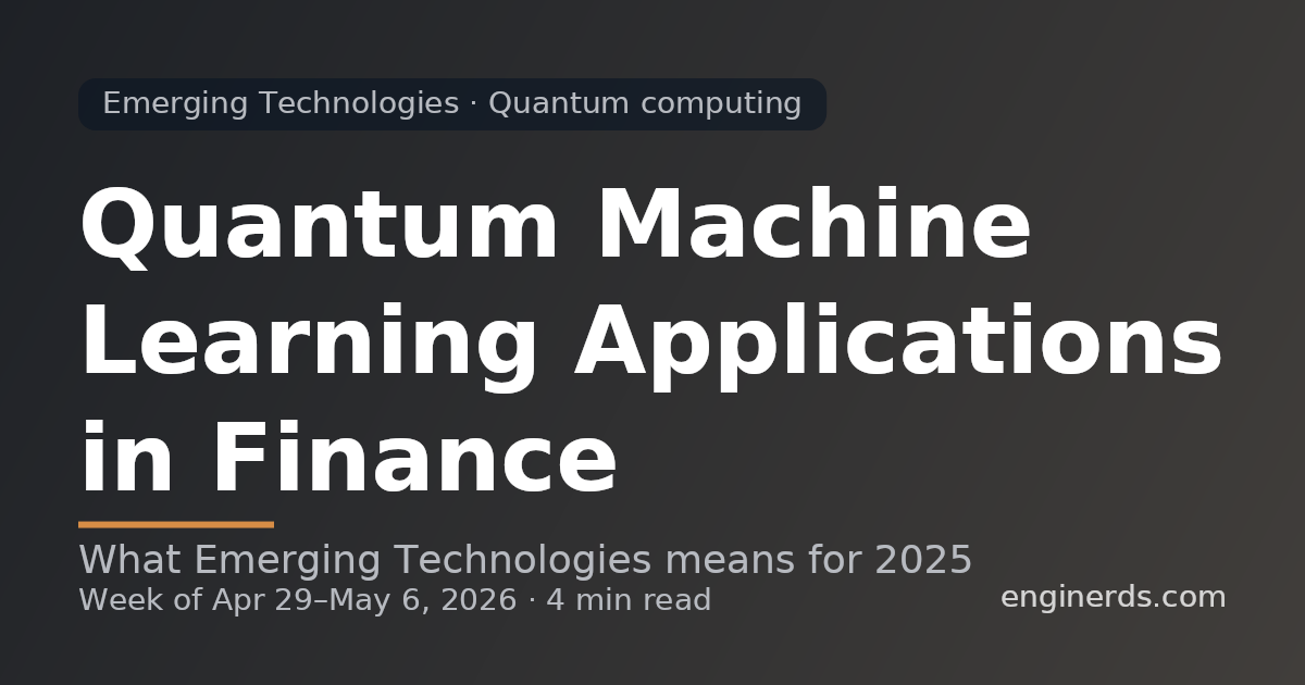 Quantum Machine Learning Applications in Finance