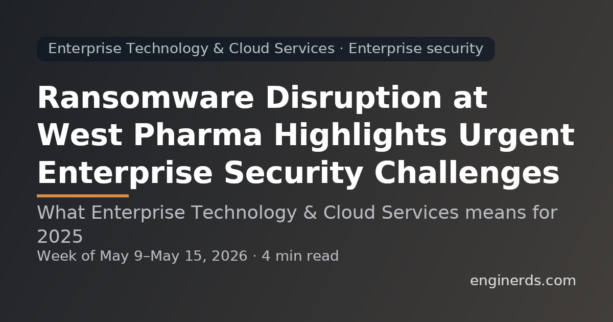 Ransomware Disruption at West Pharma Highlights Urgent Enterprise Security Challenges