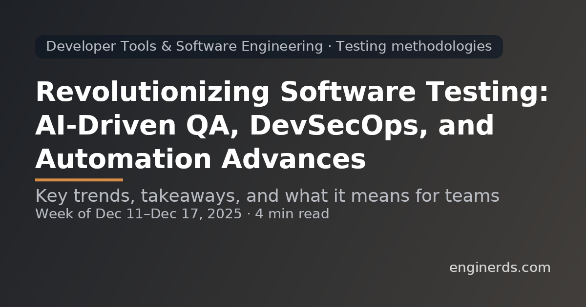 Revolutionizing Software Testing: AI-Driven QA, DevSecOps, and Automation Advances