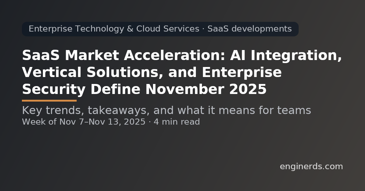 SaaS Market Acceleration: AI Integration, Vertical Solutions, and Enterprise Security Define November 2025