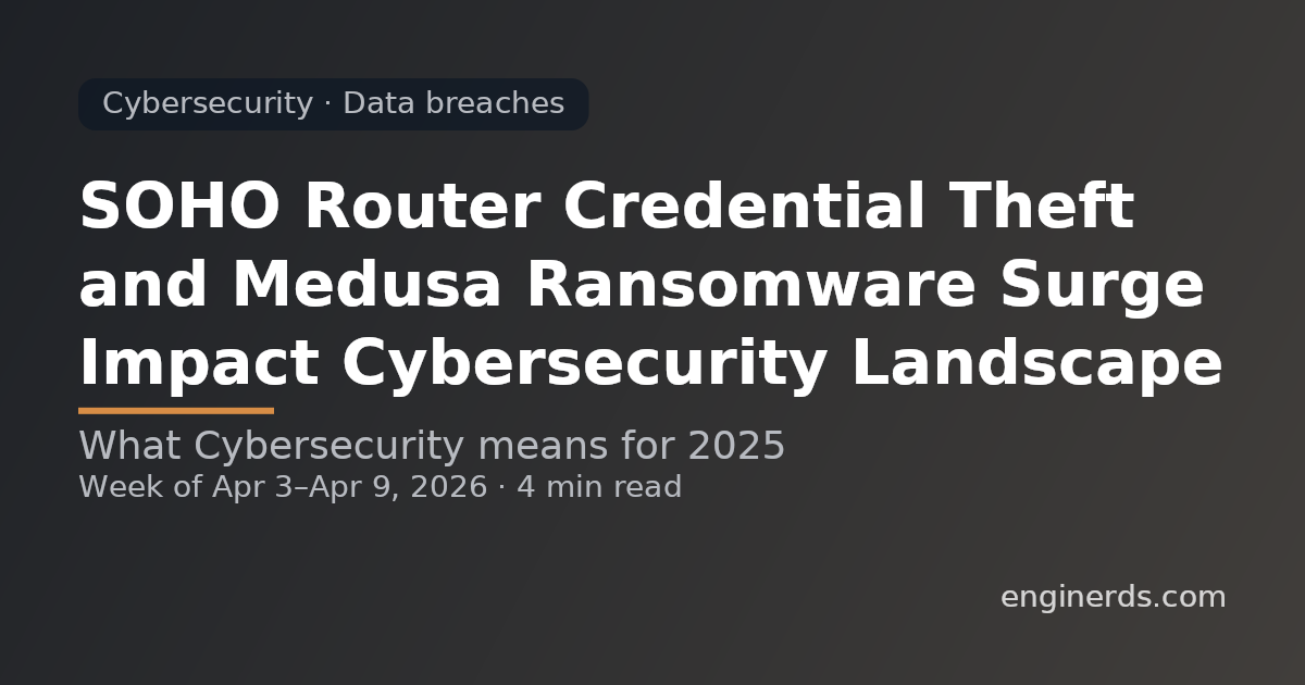 SOHO Router Credential Theft and Medusa Ransomware Surge Impact Cybersecurity Landscape